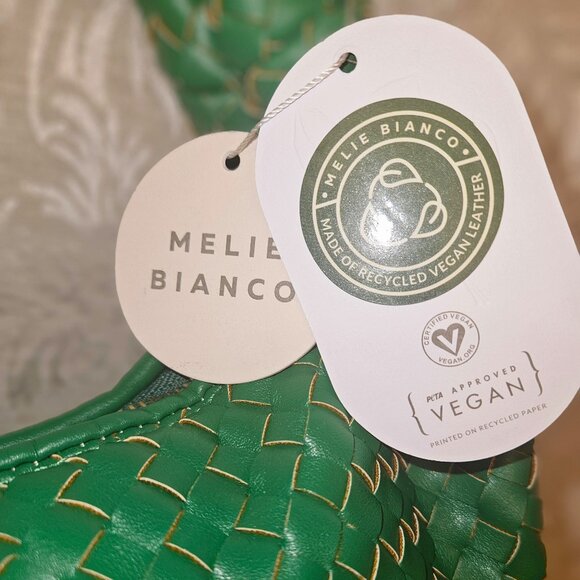NWT intrecciato Melie Bianco Brigitte emerald green knotted vegan hobo bag - Picture 4 of 13
